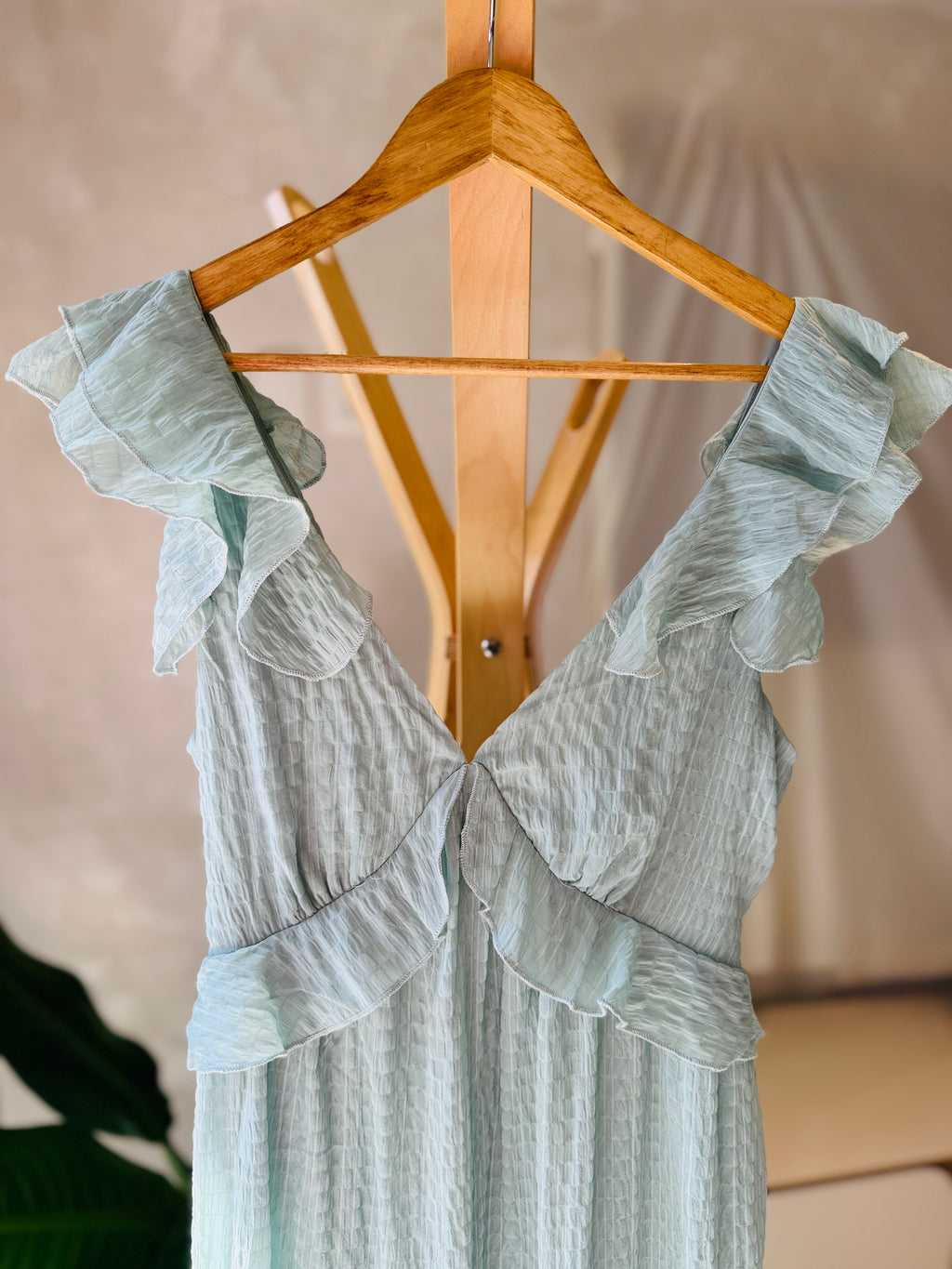 Vestidos verde Aqua con olanes