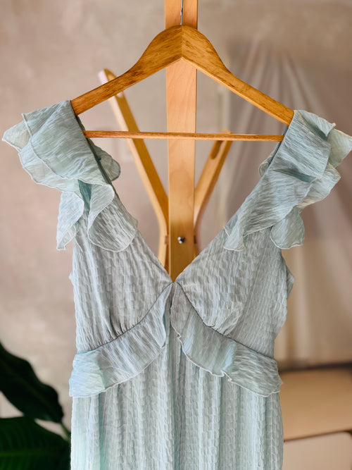 Vestidos verde Aqua con olanes