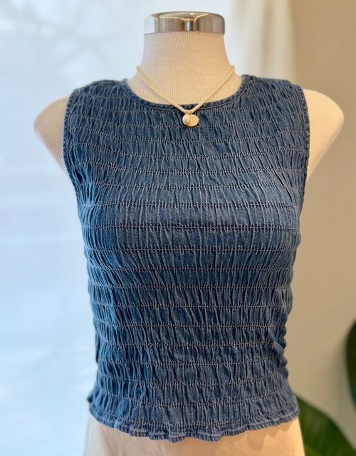Blusa corrugada tipo mezclilla
