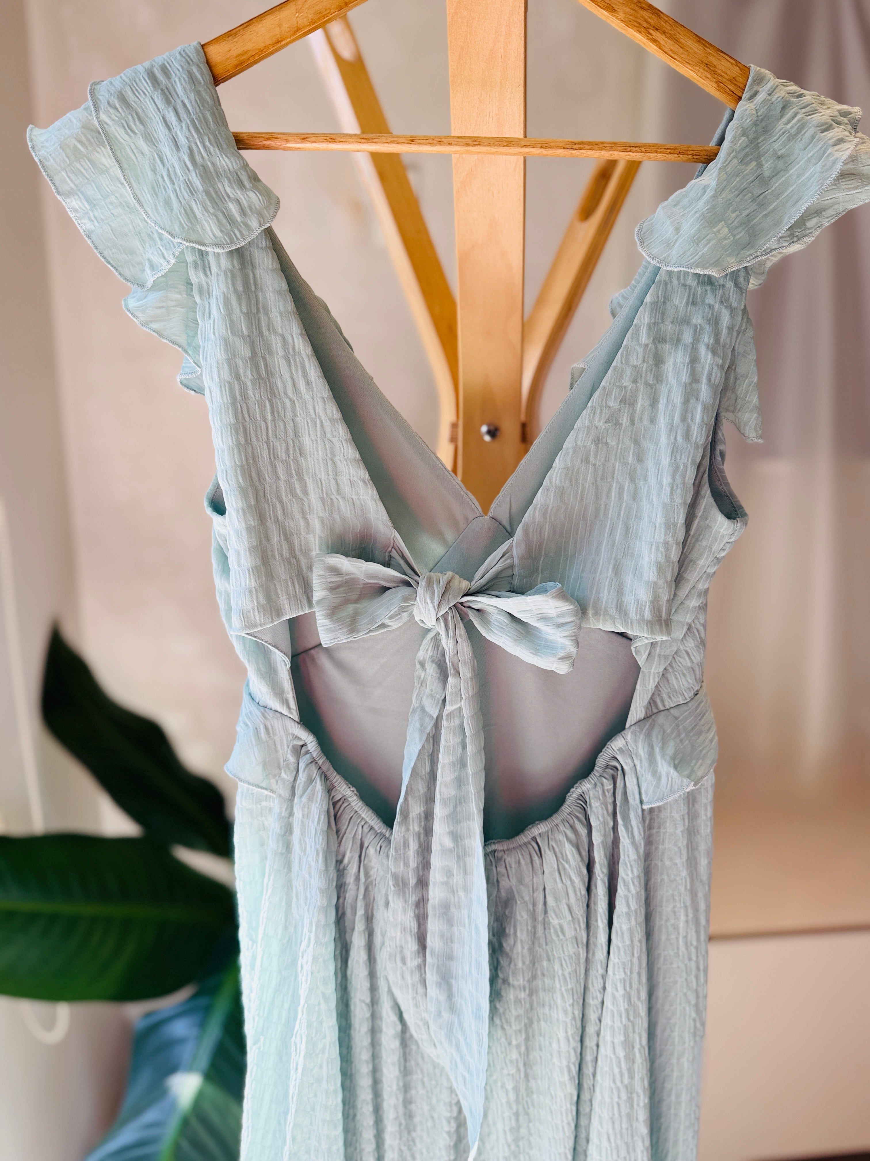 Vestidos verde Aqua con olanes