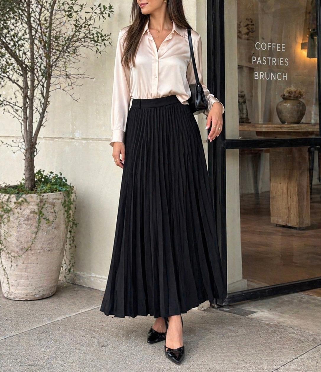 Falda midi plisada